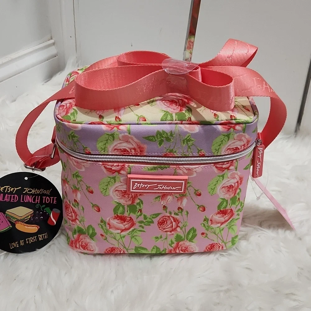 💕▪️Betsey Johnson▪️Pink Multi 6 Pack Cooler Lunch Tote Floral Bag